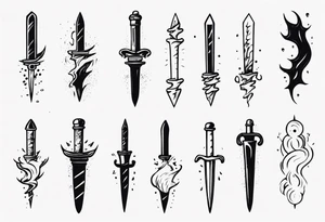 Dagger falling in a puddle tattoo idea