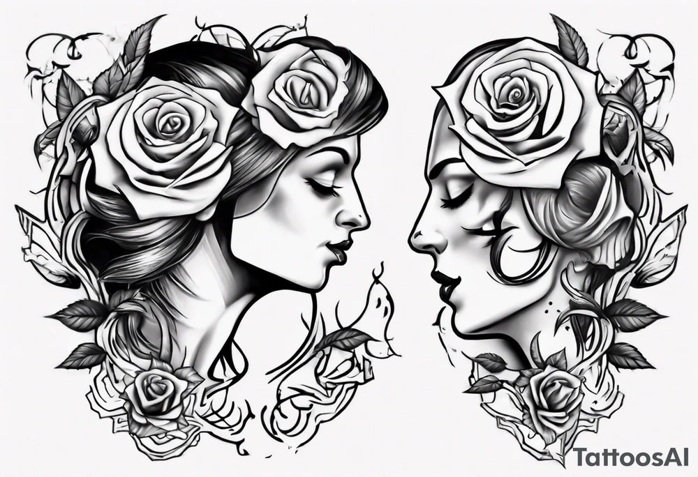 Couple dancing on a rose tattoo idea