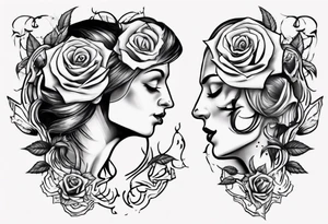 Couple dancing on a rose tattoo idea