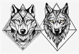 wolf head with triangle in the background tattoo idea