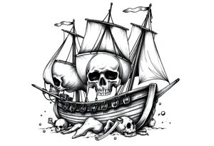 pirate-ship,skulls tattoo idea