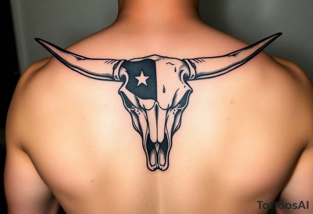Longhorn skull with Texas flag tattoo idea