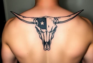 Longhorn skull with Texas flag tattoo idea