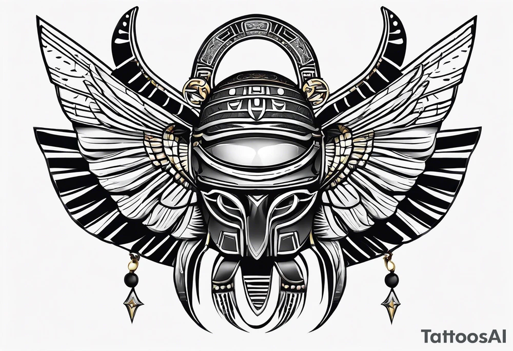 mask in the design and shape of egyptian scarab, brace. tattoo idea
