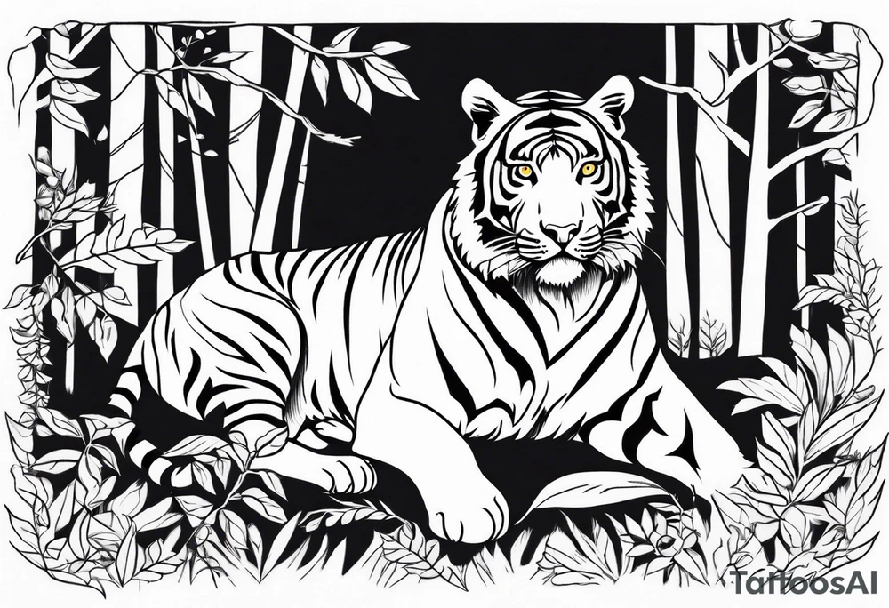 Tiger Lurking in the Forest tattoo idea