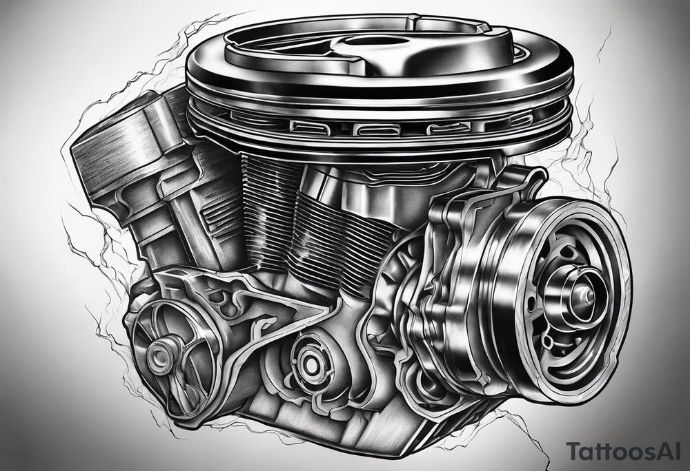 Damaged piston of an engine instead of heart tattoo idea