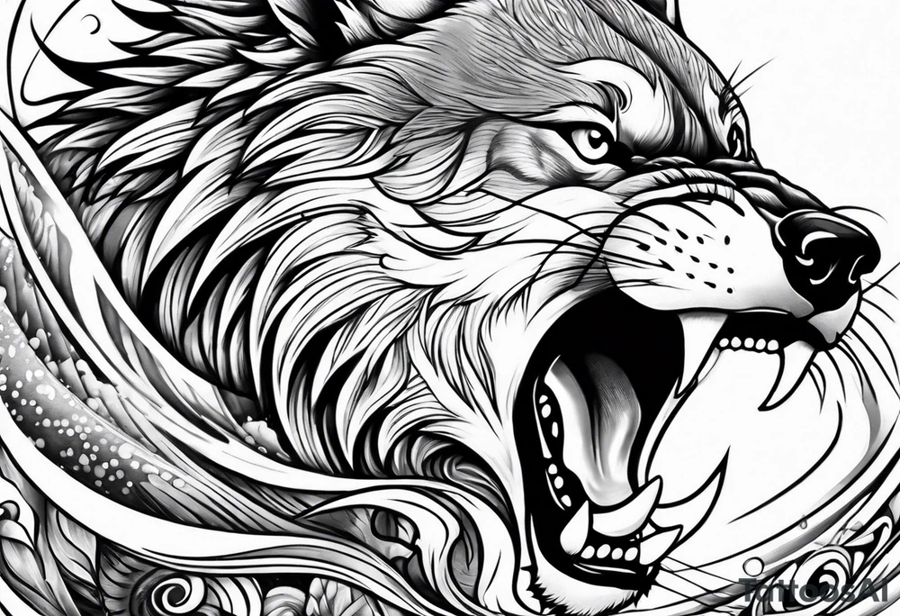 Wolf dolphin tiger tattoo idea