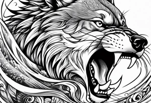 Wolf dolphin tiger tattoo idea