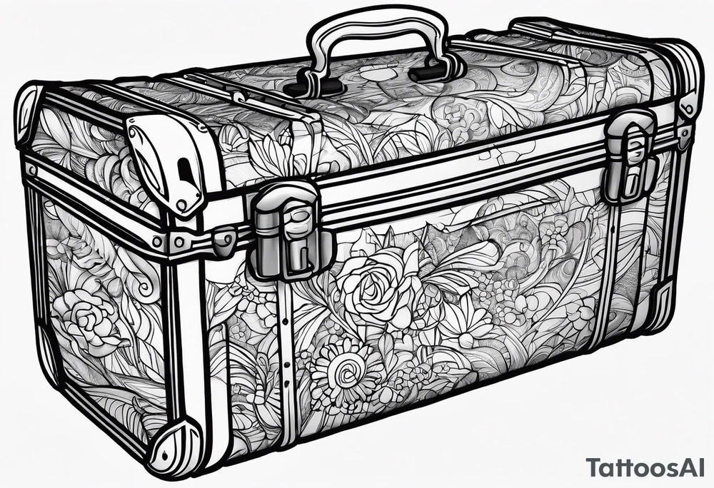 Cardboard suitcase lineart tattoo idea