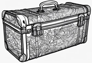 Cardboard suitcase lineart tattoo idea