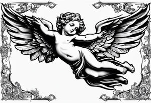 Cherub flying renaissance full body tattoo idea