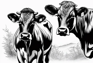 two cow facing each other tattoo idea