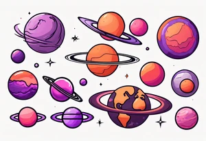 Planets aligned
Red
Orange
Pink 
Purple tattoo idea