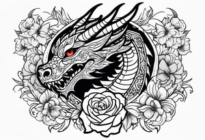 Dragon with flowers from mexican skull tattoo idea