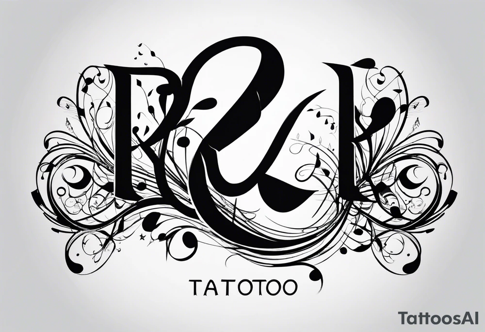 Musical notes depicting the letters R and L tattoo idea