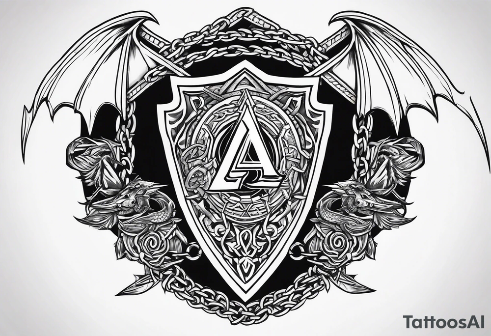 Valhalla sword shield dragon axe Valknut barbed wire chains tattoo idea Valhalla sword shield dragon axe Valknut barbed wire chains tattoo idea