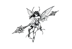 Dark fairy with weapon tattoo idea