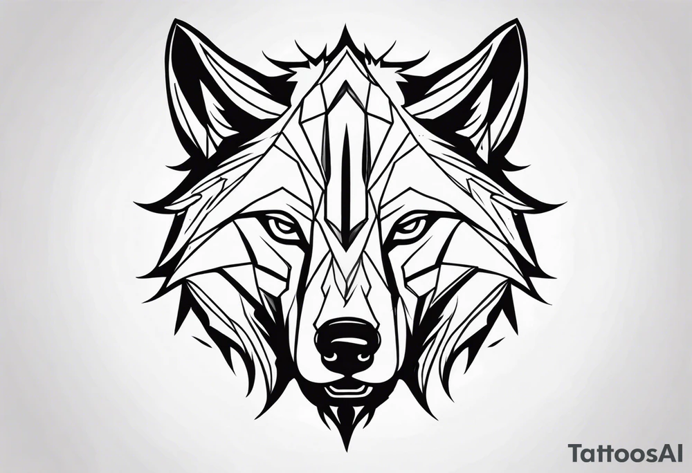 Angry wolf tattoo idea
