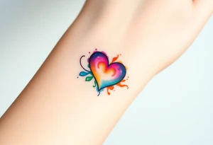 infinity symbol in rainbow colors and heart tattoo idea