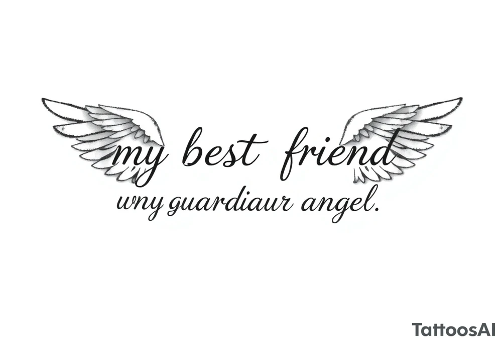 my best friend is my guardian angel with angel wings tattoo idea