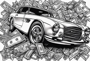 car and money tattoo idea