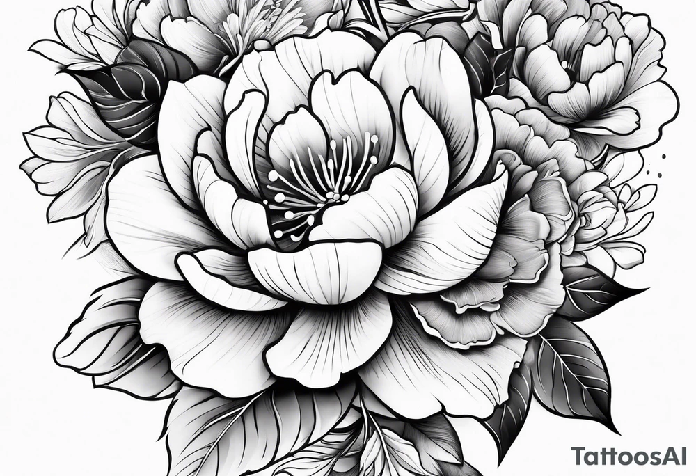 japanese sleeve with floral elements tattoo idea