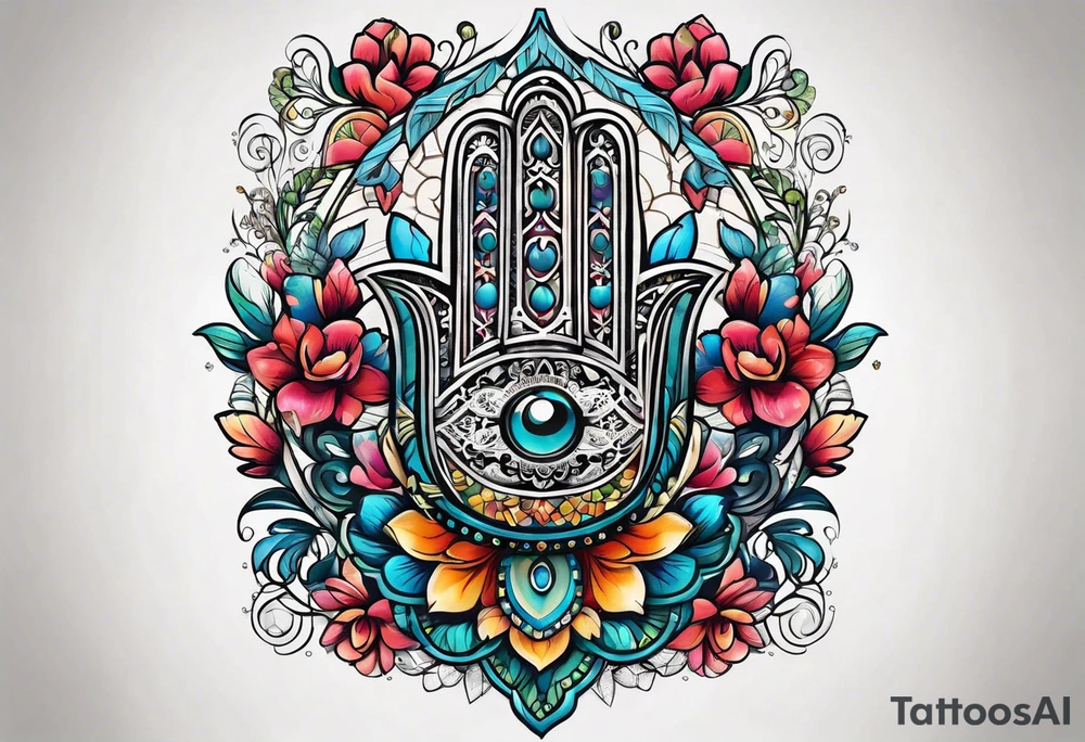 hand of hamsa tattoo idea