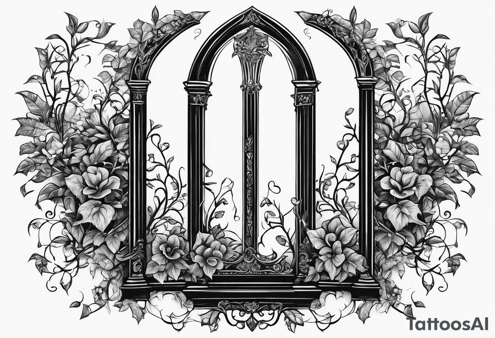 Leafy vines with tombstone tattoo idea