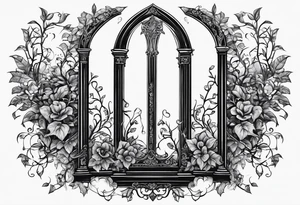 Leafy vines with tombstone tattoo idea