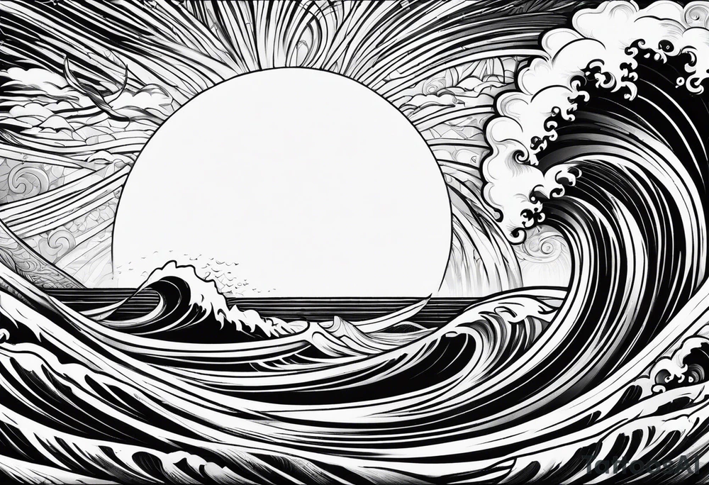 Sun and waves tattoo idea