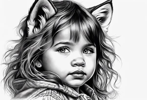 Toddler girl with wolf face tattoo idea