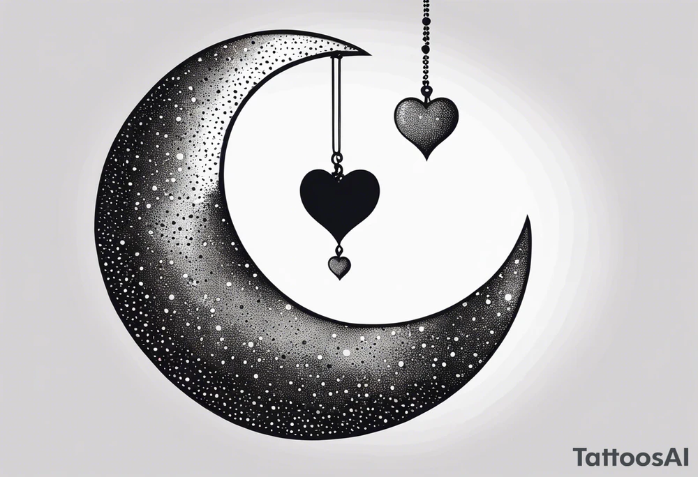 Crescent moon with a love heart inside tattoo idea