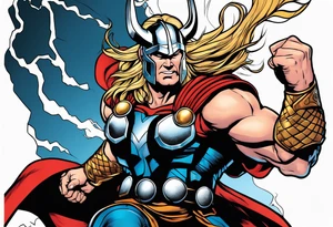The Mighty Thor from comics in the 70's with a vignette in the background tattoo idea