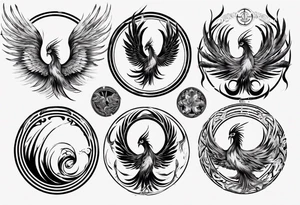 Phoenix rising in circles tattoo idea