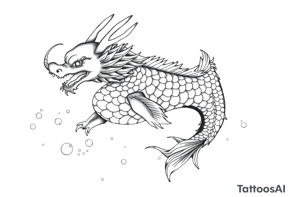 dragon koi fish in water tattoo idea