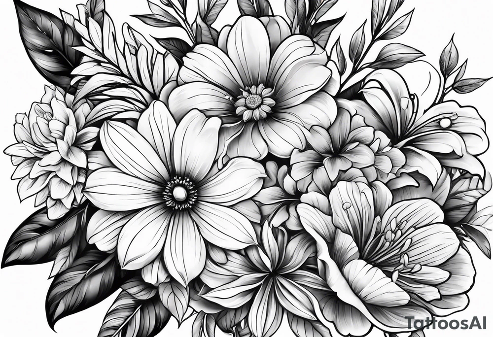 flowers, leaves tattoo idea