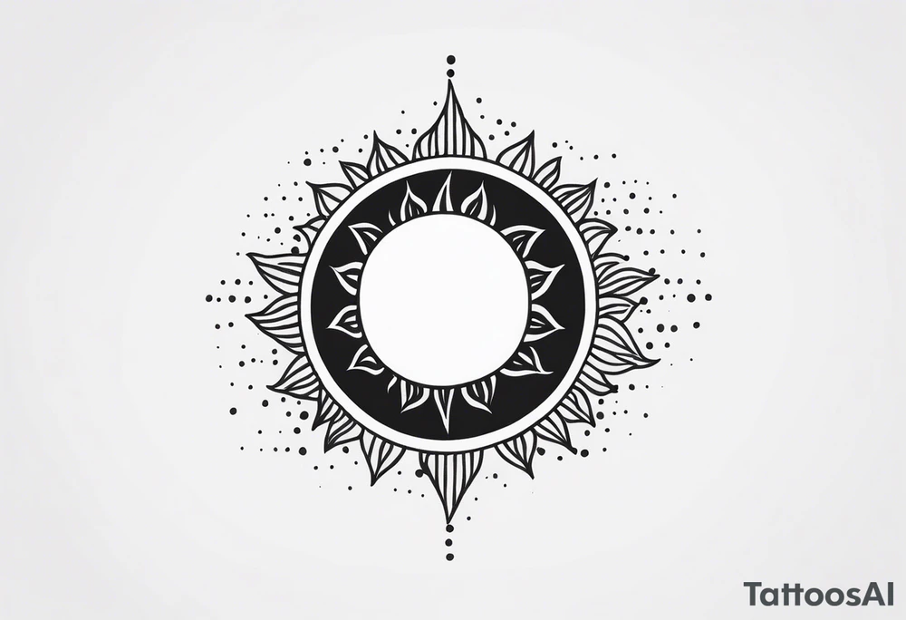 representation of the sun made of black dots tattoo idea