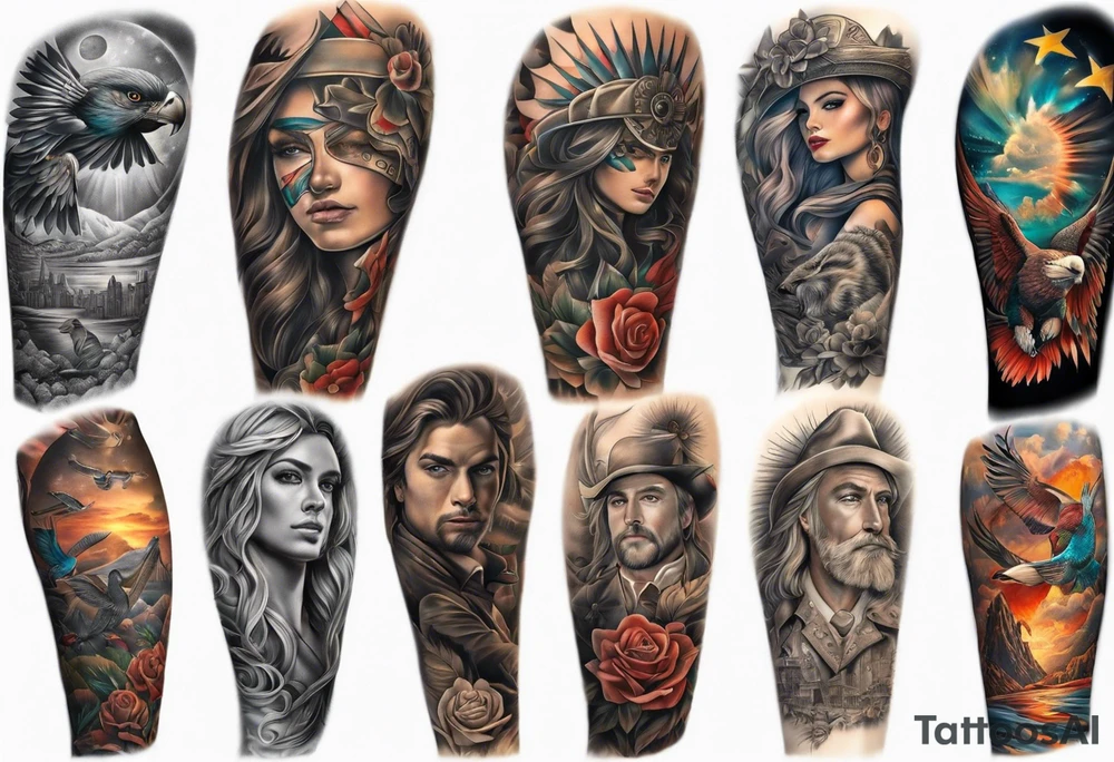 Texas history sleeve tattoo idea