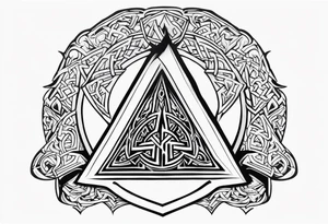 Valhalla 
Sword shield valknut  axe fire tattoo idea