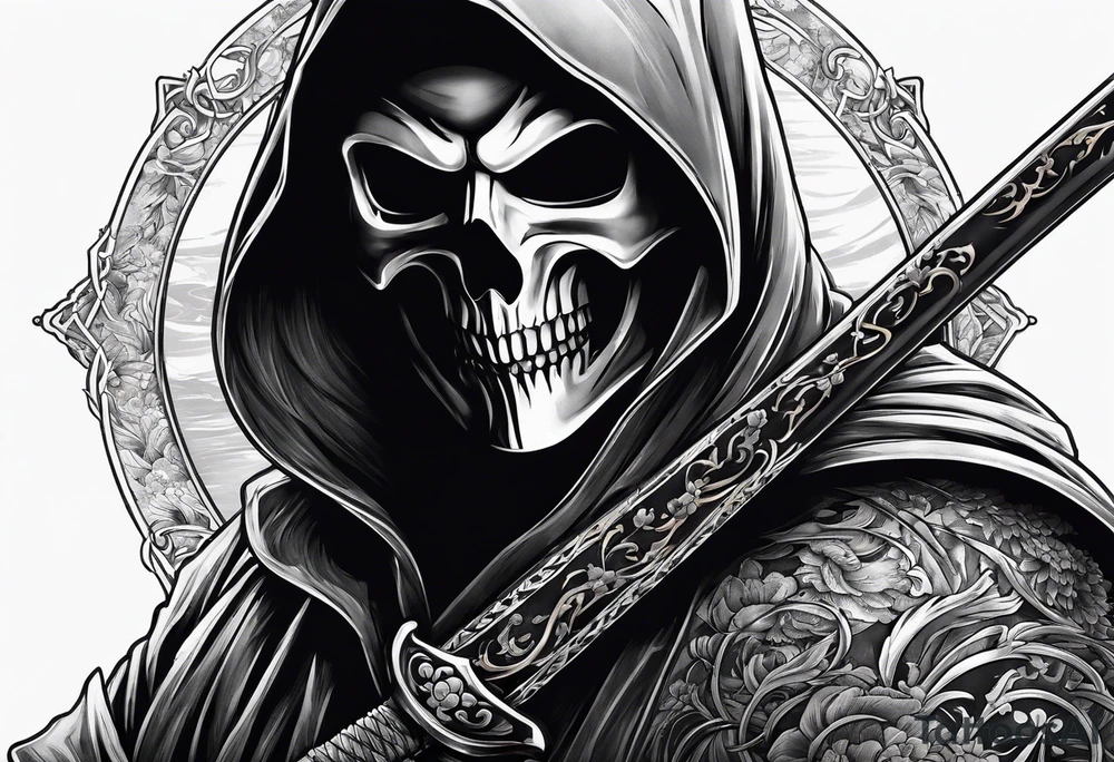 Katana and grim reaper tattoo idea