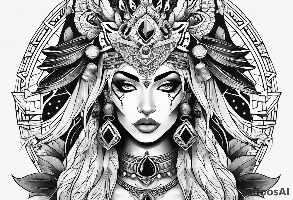 kali ma, alien goddess, valkrye, aries, pirate, divine feminine, zenza resonance, pachamama, lotus azul, blank panther, eagle, skull, 5D, nueva gaya, dna 12 tattoo idea