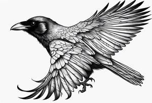 outline of a tall Raven tattoo idea