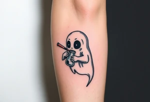 Cute ghost smoking a bong tattoo idea