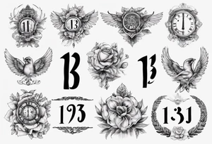 swedish theme with number 13 in roman numerals tattoo idea