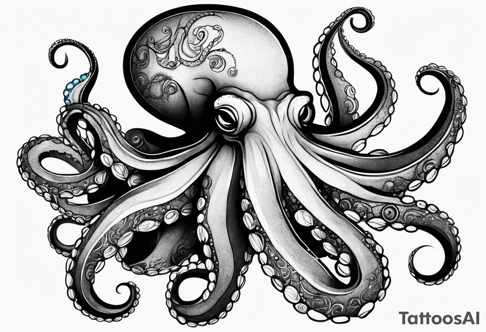 octopus with neon Blue suckers tattoo tattoo idea