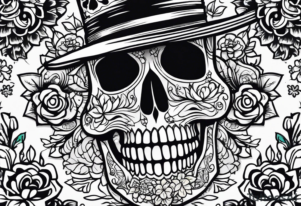 day of dead,man,standing,horizontal,cover up tattoo idea