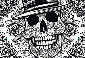 day of dead,man,standing,horizontal,cover up tattoo idea