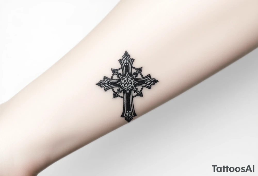 jeweled cross tattoo idea