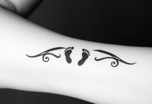 Tribal band with baby footprints tattoo idea
