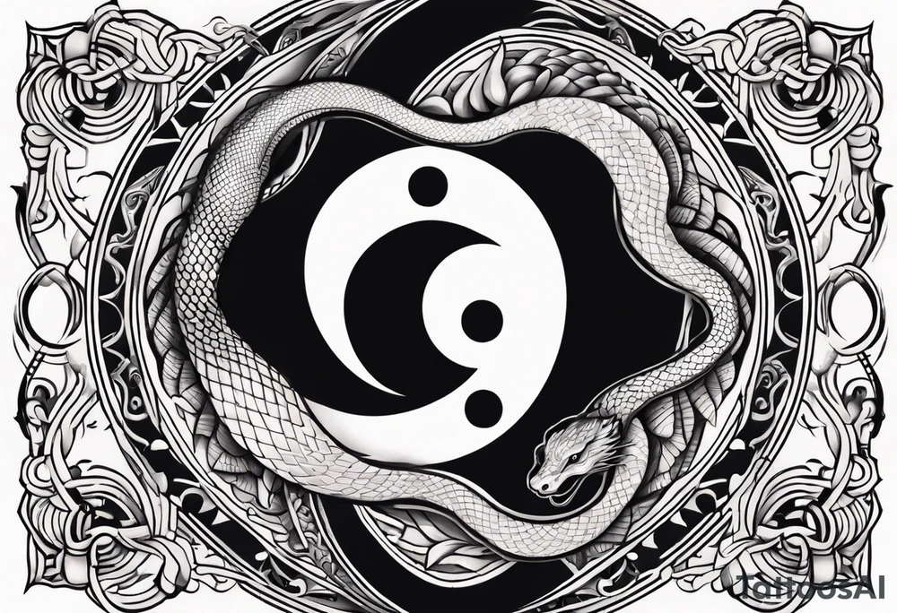 Ying yang tattoo with ouroboros snake tattoo idea